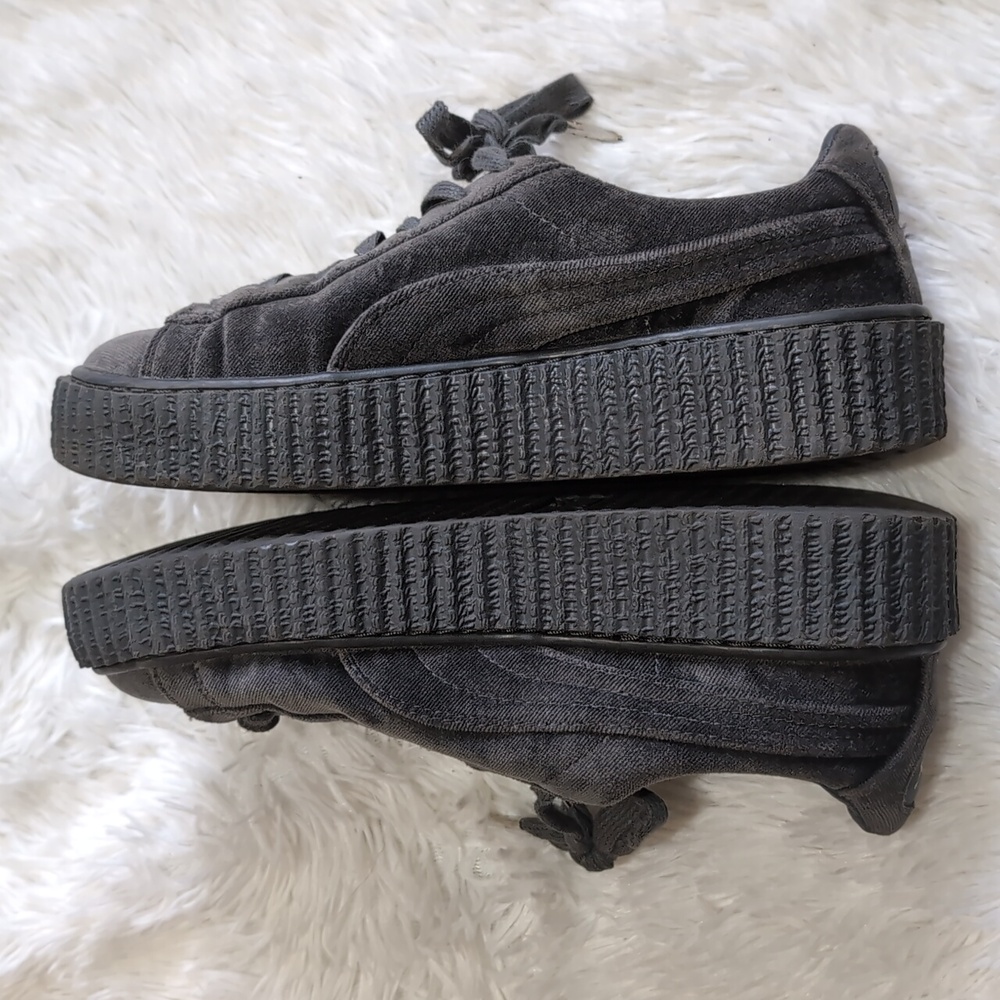 Fenty x Puma Soft Grey Velvet Lace Up One Inch Gothic Platform Creepers 6.5 - Picture 7 of 13